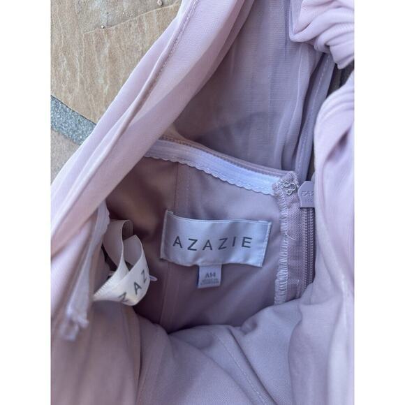 Azazie Bridesmaid Formal Long pink blush Gown Style Size A 14 JW - Picture 2 of 3